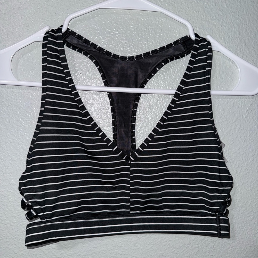 Victoria's Secret Black and White Striped Sports Bra